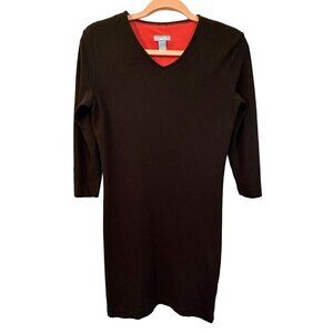 Horny Toad black 3/4 sleeve v neck shift dress size s lyocell cotton